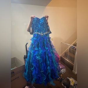 Beautiful blue prom dress with corset  back